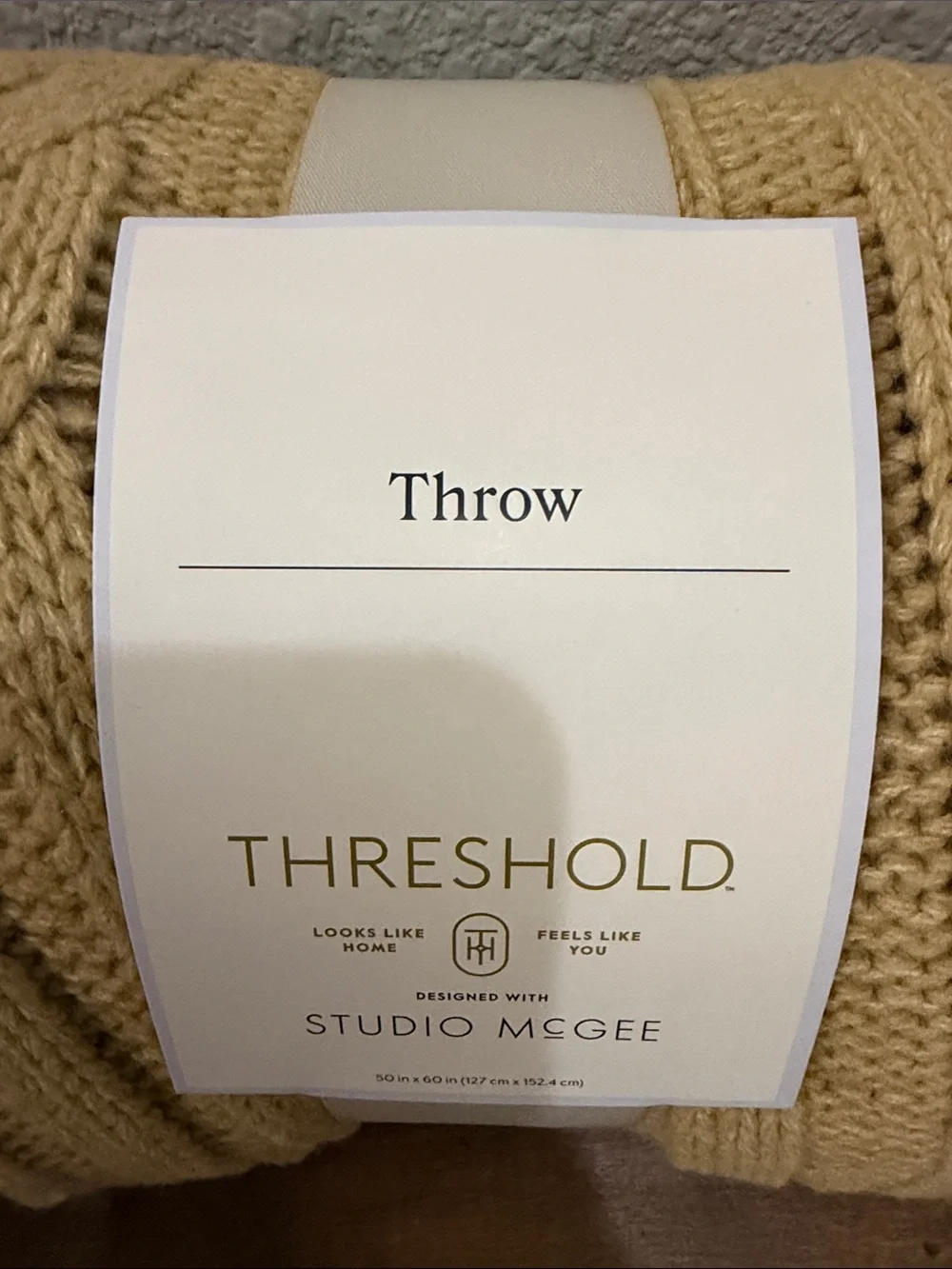 Threshold Studio McGee Golden Yellow Cable Knit Throw NEW